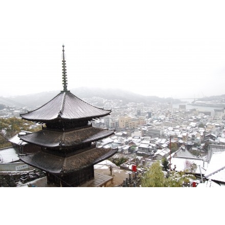 天寧寺三重塔と雪景色