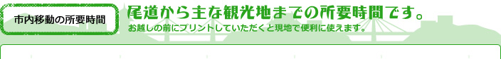 尾道から主な観光地までの所要時間です。