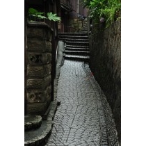 雨の志賀直哉旧居へ向かう小路