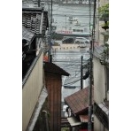 雨の千光寺新道から見る尾道渡船