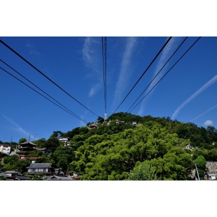 千光寺山にかかる飛行機雲