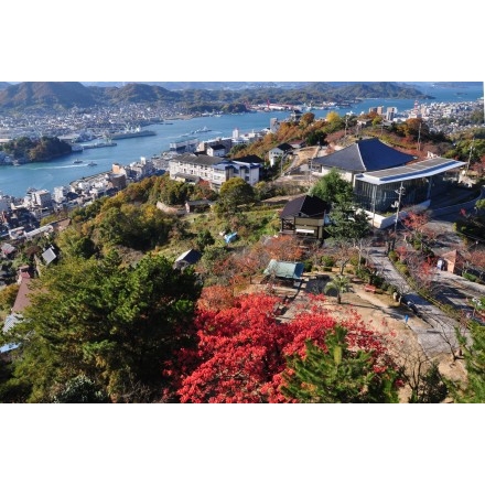 秋の千光寺公園頂上展望台から見る瀬戸内の風景