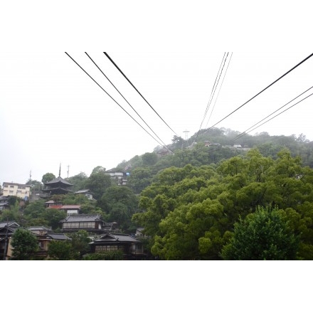 雨に煙る千光寺山