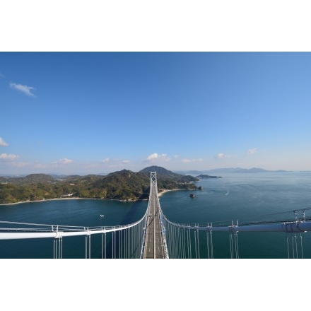 しまなみ海道因島大橋塔頂から見る向島