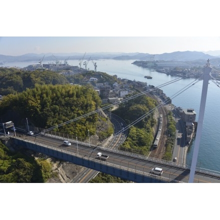 しまなみ海道新尾道大橋塔頂から見た風景
