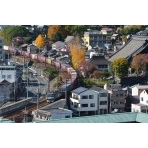 海徳寺付近から望む貨物列車の通りすぎる風景