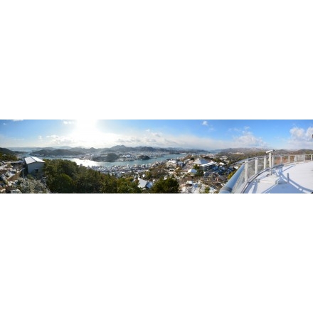 千光寺公園から見る尾道の雪景色（パノラマ）