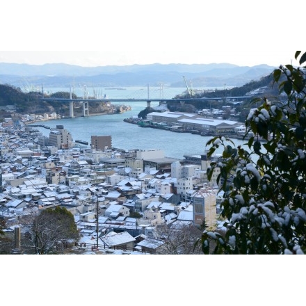 千光寺公園から見る尾道の雪景色