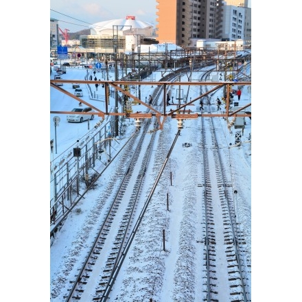 尾道駅周辺の雪景色