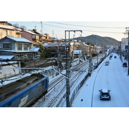 尾道駅周辺の雪景色