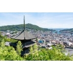 天寧寺三重塔越しに見る尾道の夏風景