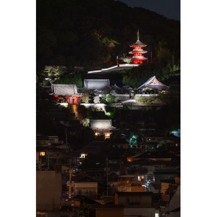 尾道市役所展望デッキから見る西國寺の夜景