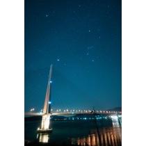 しまなみ海道多々羅大橋と冬の星空