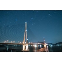 しまなみ海道多々羅大橋と冬の星空