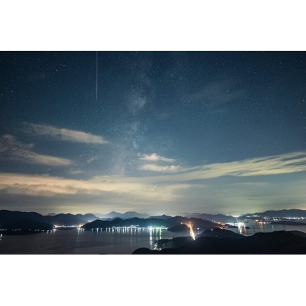 高見山展望台から見るペルセウス座流星群と天の川