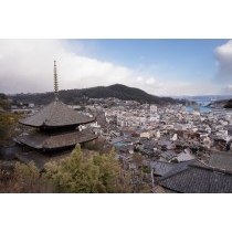 天寧寺三重塔越しに見る冬の尾道市街地