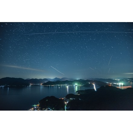 高見山から見る国際宇宙ステーションの光跡