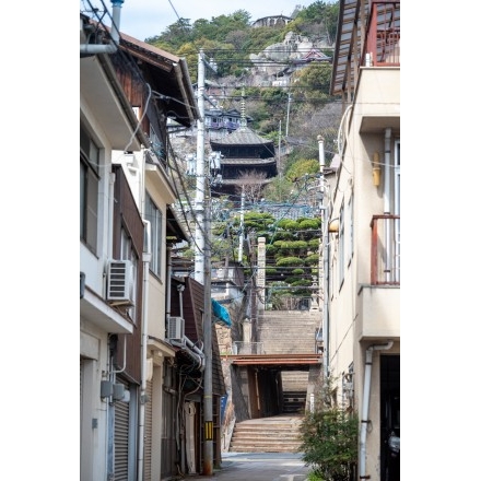 小路から見る天寧寺三重塔