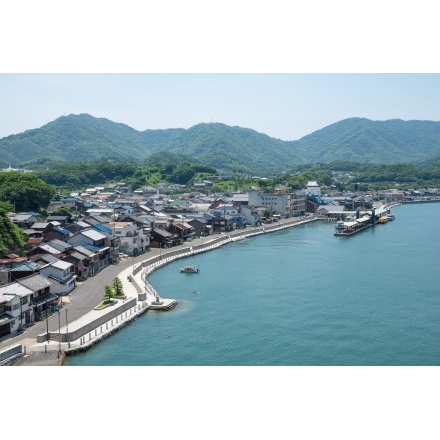 夏の瀬戸田港一帯の街並み