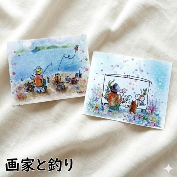 ほの猫3 ポストカード(キッチンと月、ピアノとボサノバ、画家と釣り)